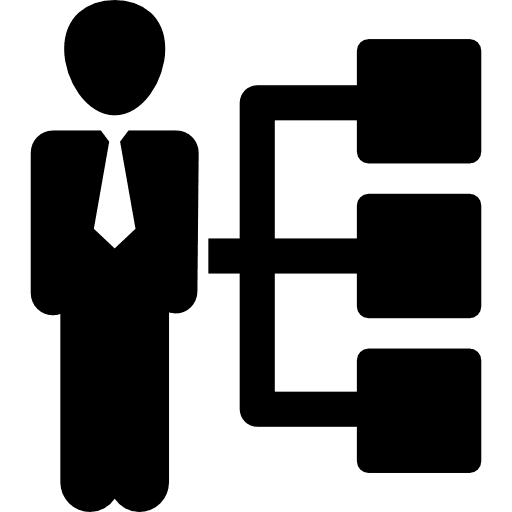 Businessman with graphic of hierarchy businessman person graph icon