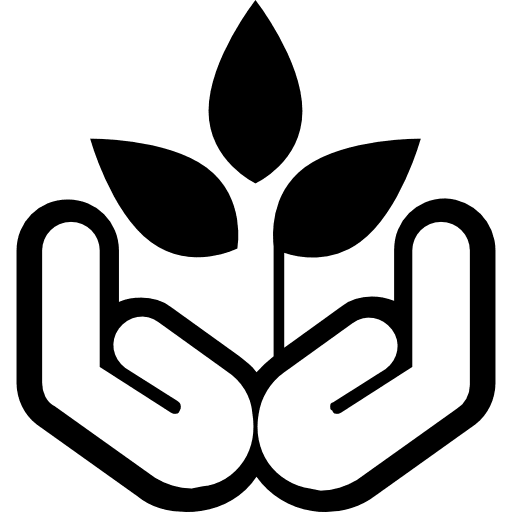 Plant growing on hands palms grow leaves palms icon