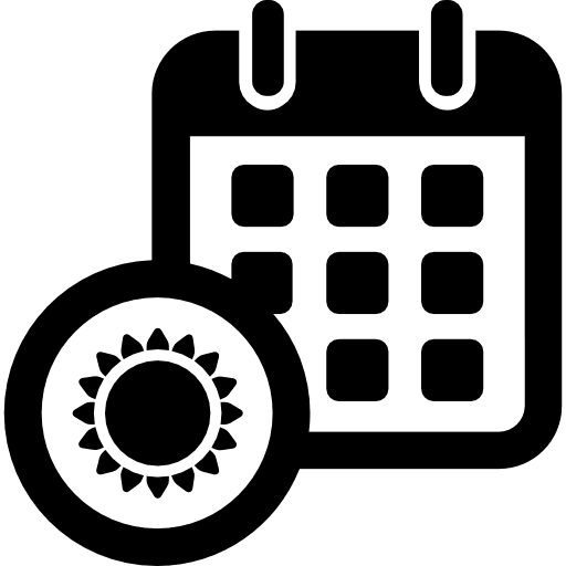 Sun symbol on calendar summer seasons interface icon