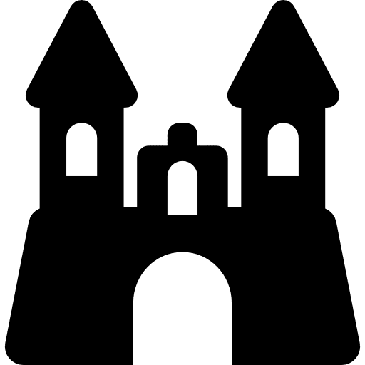 Sandcastle with two towers sand fortress castle icon