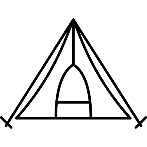 Mountain camping tents triangular shape icon