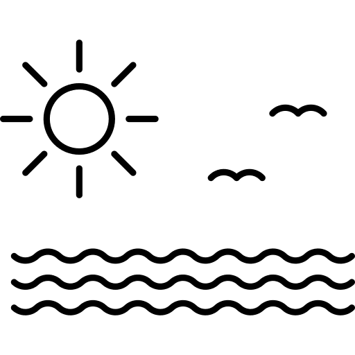 Summer sunny ocean beach icon