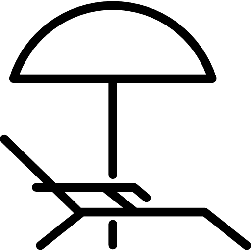 Sunbed travelling sun umbrella trip icon