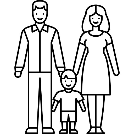 Married couple with child woman husband family icon