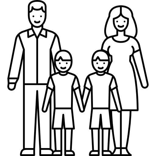 Married couple with twin boys people husband wife icon