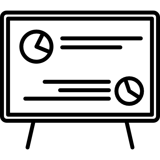 Presentation whiteboard graph pie chart icon