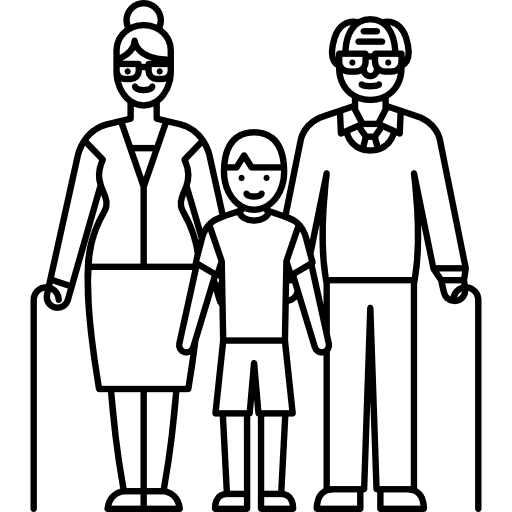 Grandparents with child love relatives family icon