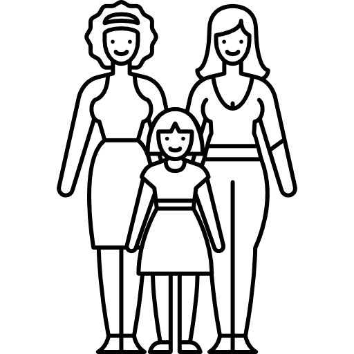 Lesbian couple and daughter girl family homosexual icon