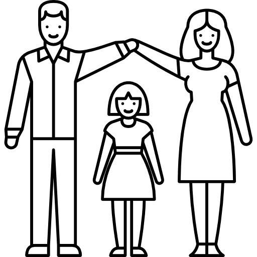 Married couple with adopted girl daughter adoption people icon