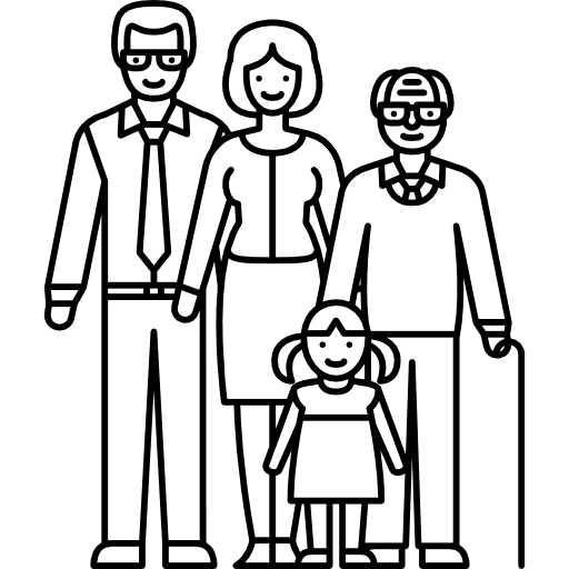 Couple grandfather and child people marriage love icon