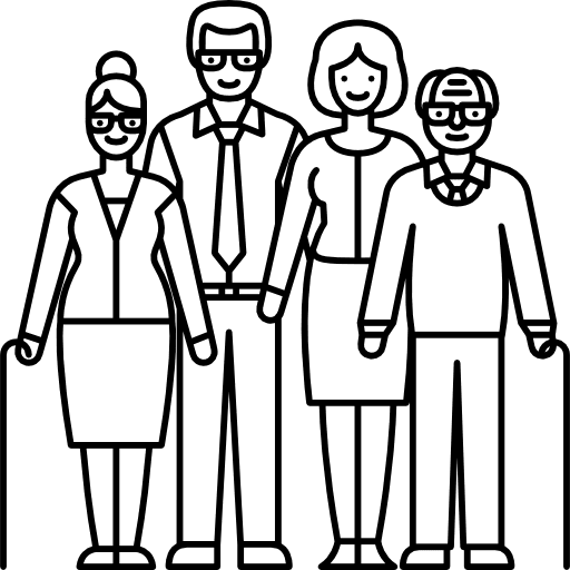 Married couple living with parents wife family people icon