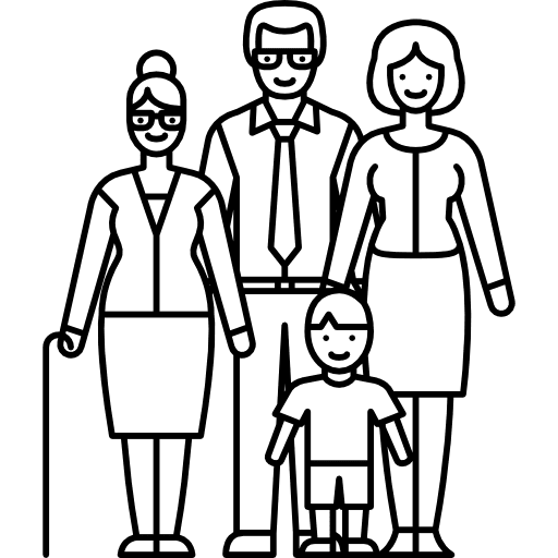 Married couple with grandmother and child grandmother love family icon