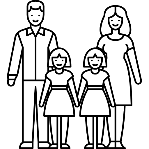 Married couple with twin girls family people wife icon