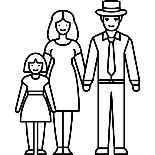 Mother child and stepfather man daughter people icon