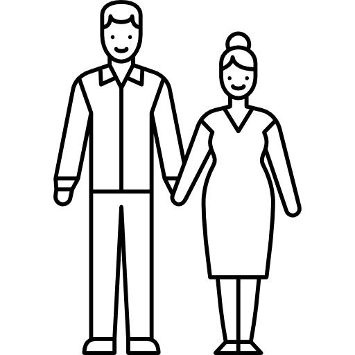 Young man and old woman family couple marriage icon