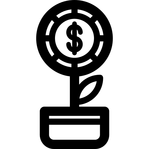 Cash business dollar symbol plant icon