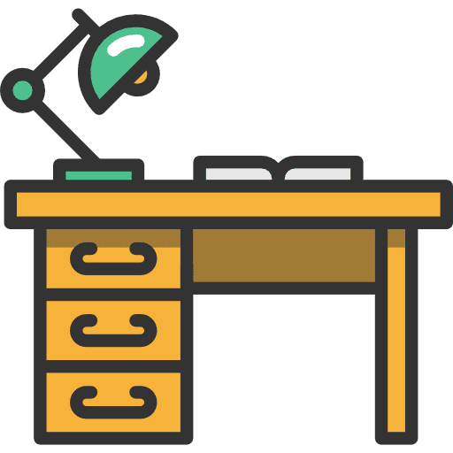 Desk chair education furniture and household icon