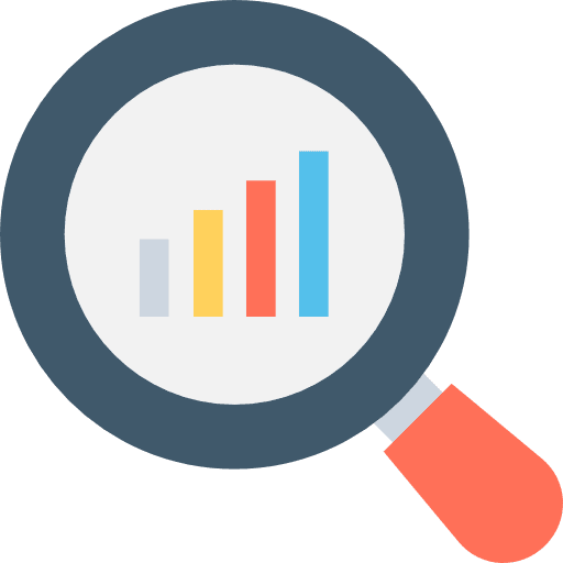 Analytics loupe seo and web data analytics icon