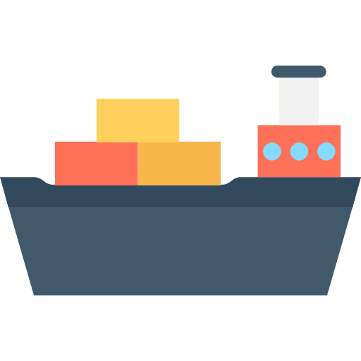 Cargo ship shipping and delivery cargo boats icon