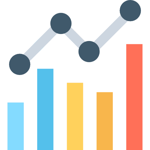 Analytics line chart business bars chart icon