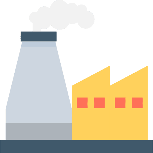 Factory pollution buildings contamination icon