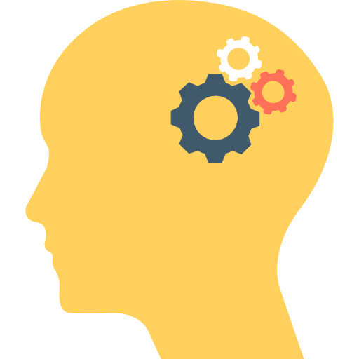 Head thinking settings cogwheel icon