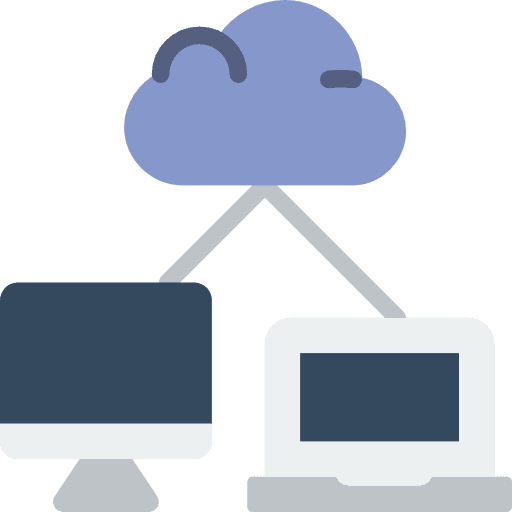 Networking computer monitor files and folders icon