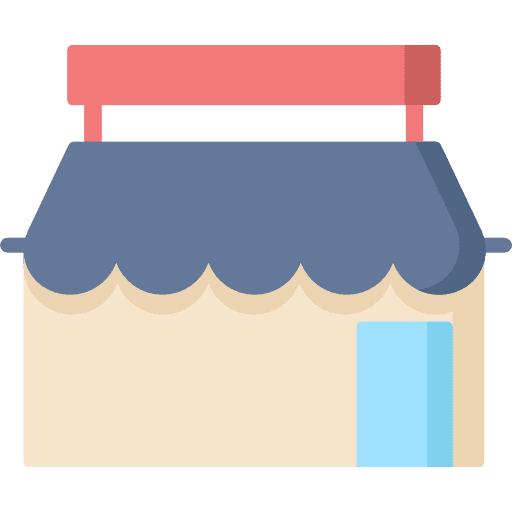 Grocery store architecture and city commerce business and finance icon