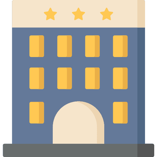 Hotel hostel buildings holidays icon