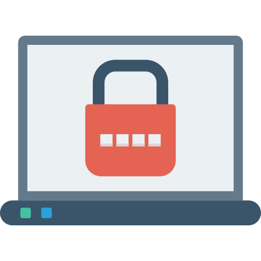 Laptop lock technology padlock icon