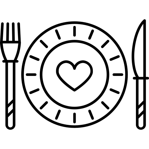 Dinner romantic restaurant plate icon