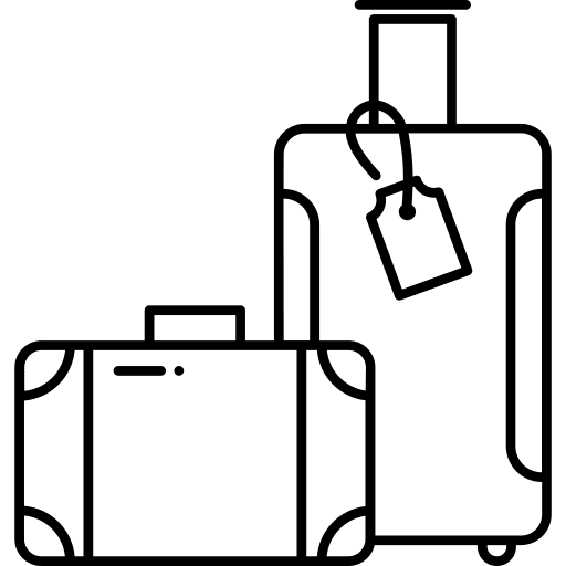 Suitcase tools and utensils travel baggage icon