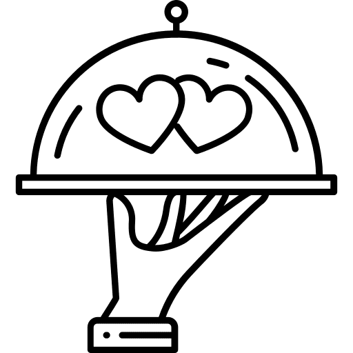 Dish love and romance plate salver icon