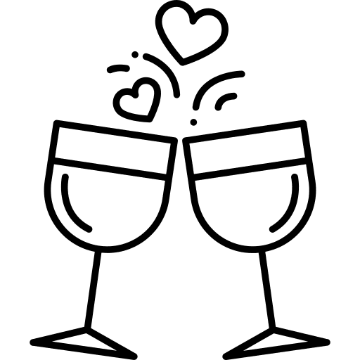 Glasses heart drinks food and restaurant icon