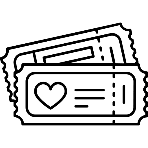 Movie ticket hollywood cinema love and romance icon