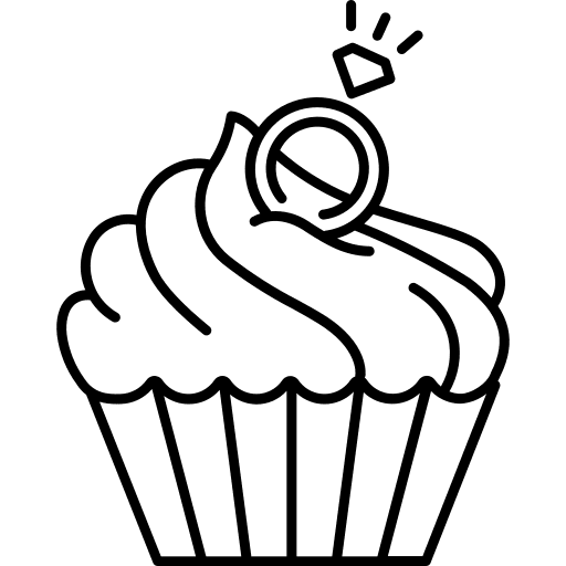 Cupcake love and romance cake meal icon