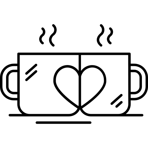 Mugs hearts tea cup coffee cup icon