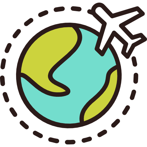 World airplane travel transportation icon