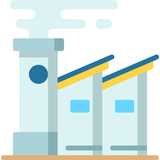 Factory landscape industrial contamination icon