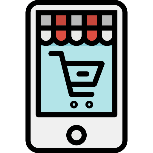 Online shop phone online shop seo and web icon
