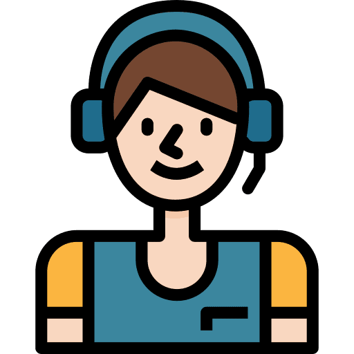 Telemarketer headphones support customer service icon