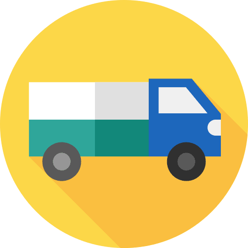 Delivery truck transportation over wheels trucks icon