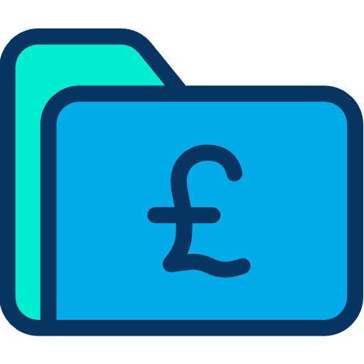 Folder interface pound sterling data storage icon