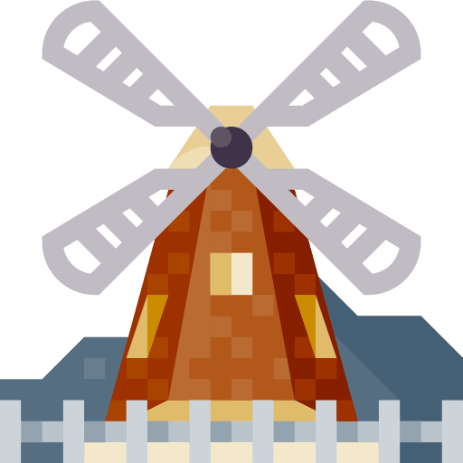 Mill architecture and city tourism landmark icon