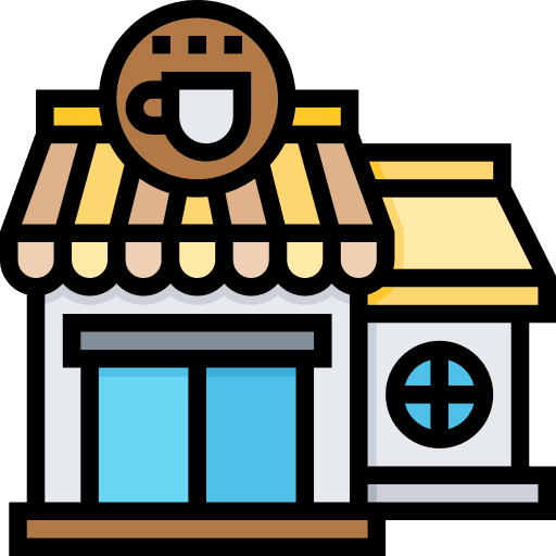 Restaurant architecture and city restaurant commerce and shopping icon