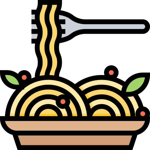 Spaghetti fork plate food icon