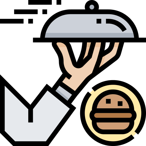 Waiter restaurant hands tray icon