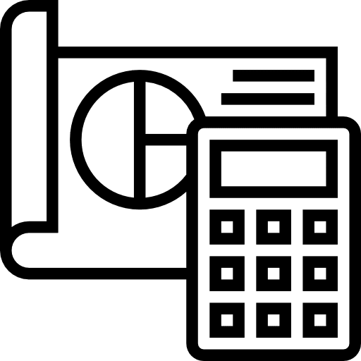 Calculations pie chart finances stats icon