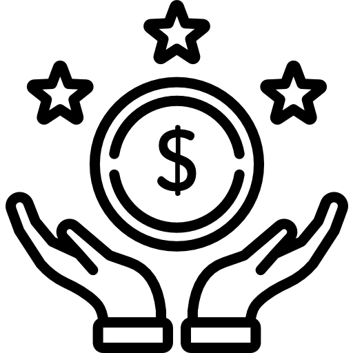 Reward money hands coin icon