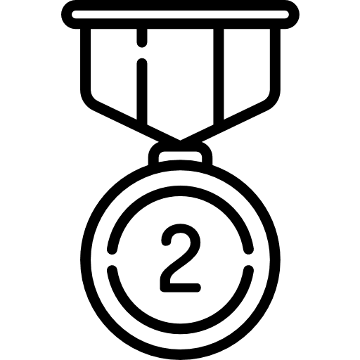 Silver medal sports and competition second prize ribbons icon